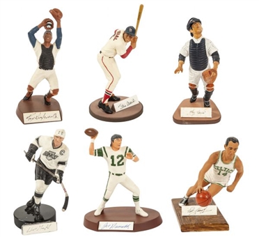 Gartlan and Salvino Signed Statue Collection of Six with Musial, Campanella and Namath 